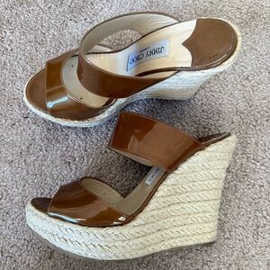 Jimmy Choo Patent Leather Espadrilles Wedge
